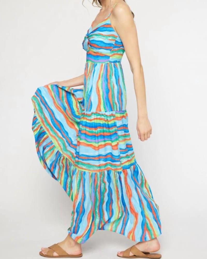 Stripe Maxi Dress in Blue Green Blue Green